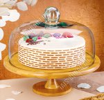 Elan Блюдо сервир. на ножке, круг.d31,5см, со стекл.крышкой h20см, бамбук, п/у (6)