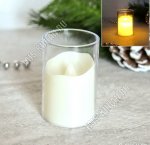 Свеча светодиод (пластик) в подсвечнике h6см (24) 