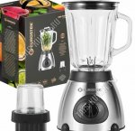 Блендер настольный 1000Вт +кофемолка 0,25л,серебро/черный (6) 