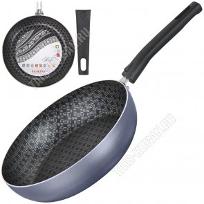 Лён Сотейник d26 h6,5см ,2съемные бакелитовые ручки,антрацит/черный,овальный борт,толщина стенки и дна 1,8мм (8) 