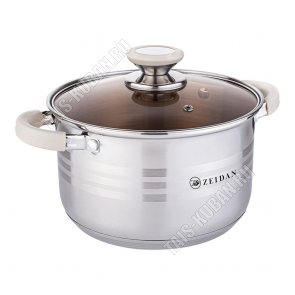 Flame Кастрюля формы цилиндр 2,1л d16см,стеклянная крышка с тонировкой,индукционное дно,металлические ручки с силиконовыми вставками,комбинированная полировка,подарочная упаковка (6) 
