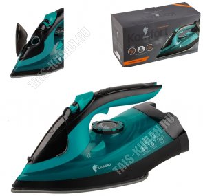 Утюг керамическая подошва 2600Вт беспроводной, 350мл, голубой/черный (8). 