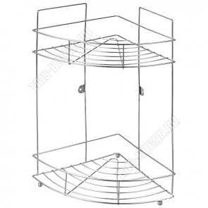 Полка настен 2-х ярус,углов. (22х22 h38см) борт 2прута,дно-овал,на ножк,крепл.п/шуруп (1) 