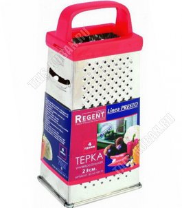 Терка 4х гран, h23см,нерж.сталь,пласт.ручк,красн (12) 