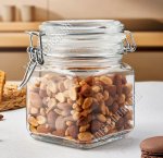 KREMLIN Банка 740мл со стекл.гермет.крышкой и метал.клипсой (ф.квадр) б/уп