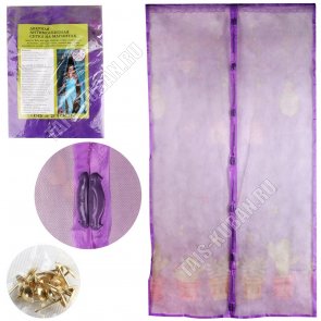 Москитная штора на 14 магнит (100х210см) ламбрекен,кноп.полиэстер, фиолетовый, п/у 