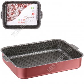 Кружево Противень 30х23 h5,5см,вишня/черн, 2лит.руч,толщ.ст. и дна 0,9мм 