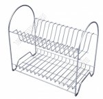 Сушка д/посуды 2-х яр на 14 тар.(38х24см h35см) хром,пласт.поддон ЛЮКС 