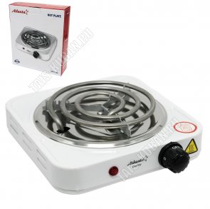 Плита электрическая 1конфорка ТЭН 1000Вт. спираль,белый (12) 