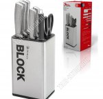 Набор цельнометаллических ножей 7предметов на подставке (ножи топорик L20см/поварской L20см/универсальный L12,5см/д/хлеба L20см/д/овощей L9см,ножницы,мусат д/заточки) (6) 