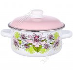 Азалия Кастрюля (цил) 3,0л,розов.мет.крыш,пласт.руч/кноп,белый (6)