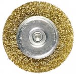 Щетка д/дрели 100мм, плоская со шпилькой, латунир.витая проволока 