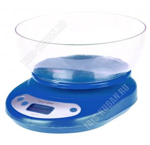 Весы кухонные эл, с чашей до 5кг синий (24) 