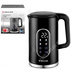 Чайник пластик+нерж. 1,7л 2200Вт 2-ная стенка (внутр.нержсталь) диск,черный (8) 