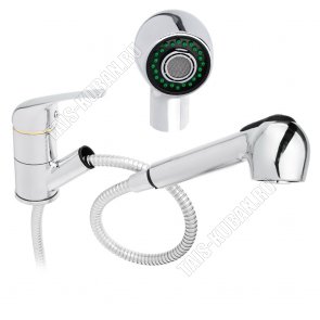 Смеситель для кухни 1-но рычажный, выдвижной, низкий излив h18,7 L20см 