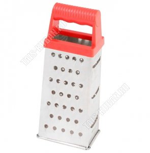 Терка 4х гран, h21см,нерж.сталь,пласт.ручк,красн (12) 