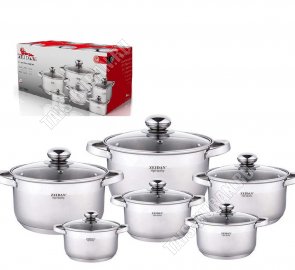 НАБОР Кастрюль ф.цилиндр, 6шт (1,9/2,7/3,6/4,7/6,1/7,7л d16/18/20/22/24/26см) (2) 