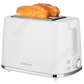 Тостер 930Вт 2 тоста, 7режимов обжаривания, электронное управление, подогрев, разморозка, автоотключение, автоматическое центрирование, выдвижной поддон для крошек, цвет белый(4) 