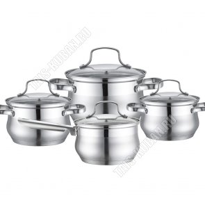 НАБОР посуды 4предмета (кастрюли форма груша 2,2/3,0/4,0л d16/18/20см +ковш 2,2л d16см) (2) 