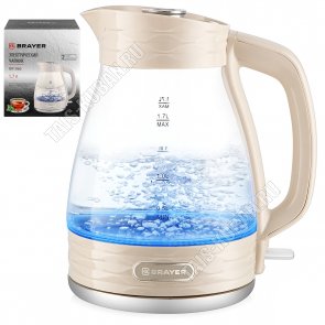 Чайник стекло 1,7л 2200Вт, бежев (6) 