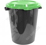 Бак д/мусора 90л черн/зел (d55 h60см) мер.шк.внут Idea (1) 