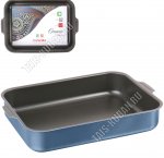 Сатин Противень 30х23 h5,5см ,синий/черн,2лит.руч,толщ.ст.и дна 0,9мм 