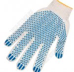 Перчатки  ХБ 10класс 3 нити рабочие,с ПВХ точк,бел.