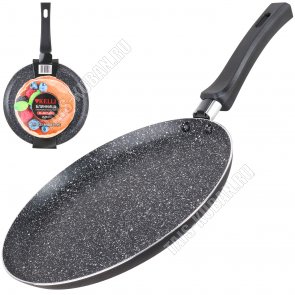 .Сковорода-Блинница d24см черный мрамор,ИНДУКЦИОННОЕ дно, ручка с силиконовым покрытием (12) 