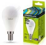 Ergolux-Шар E14 11Вт, холодн.6500Вт, (аналог 95Вт обыч.лампы) (10)