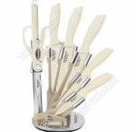 Н-р ножей 7пр на складн.подстав,бежев (поварск 20/раздел 20/универсал 12,5/д/овощей 9/нож д/хлеба 20см,мусат/ножницы) толщ.лезв 1,5мм,п/у (6) 