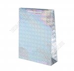 Пакет бумажный,голографический (h34х26см, дно8см) серебро (12)
