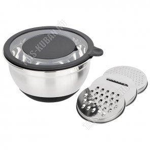 Миска с пластиковой крышкой Amarena 2,8л d22 h12см+терка 3шт (10) 