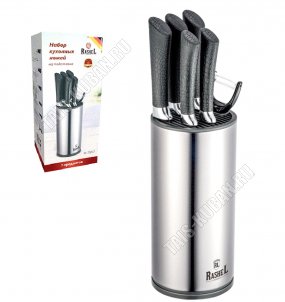 Набор цельнометаллических ножей 6предметов на круглой подставке (6) 