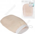 Мочалка-Варежка 20х14см, эффект пилинга, бежевый (12) 