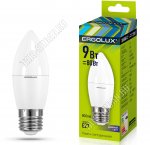 Ergolux-Свеча E27 9Вт,дневн.6500К,светов.поток 875 (аналог 80Вт обыч.лампы) h112мм d38мм.(10) 