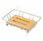 .БАМБУК Мыльница прямоугольная (12,4х8,3х3,2см) хром,на ножках (1/12)