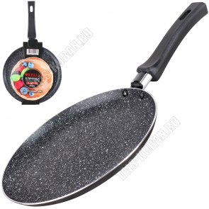 .Сковорода-Блинница d22см черный мрамор,ИНДУКЦИОННОЕ дно, ручка с силиконовым покрытием (12) 