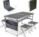 Набор Стол и 4стула (120х60/30х30см) с карманами, Черный/Черный 