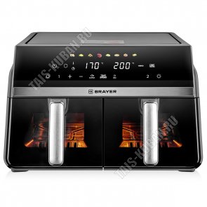 Аэрогриль 2200Вт 10,0л (5+5л) 8 программ,черный (1) 