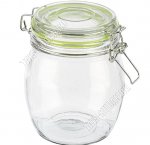 BRAVO Банка с клипсой 0,75л гермет.стекл.крышка (ф.бочка) б/уп, ЗЕЛЕН 