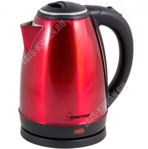 Чайник нерж. 1,8л 1500Вт диск,автооткл,защ.б/воды, пов. 360`,красн.перлам (12) 