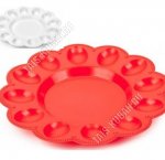 Тарелка пластик д/12 яиц и кулича, н-р 2шт,белый+красный (d24 h2,5см) (16) 