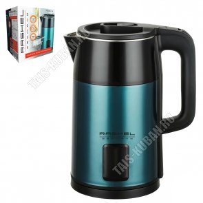 Чайник пластик+нержавеющая сталь 1,8л 1500Вт, черно-бирюзовый (6) 