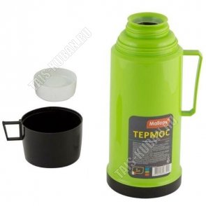 Термос 1,0л крышка-чашка,зелёный (12) 