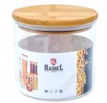 Банка с бамбуковой крышкой (цилиндр) 0,5л d8 h10см (12)