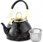 Чайник нерж (заварочн) 1,0л +ситечко, черный (12)