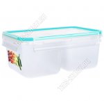 Контейнер прям 2-х секц 1,0л гермет.крыш.бирюза,на 4защ (19х13 h8см) (18) 