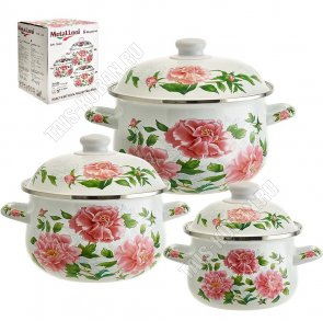 Пионы Набор кастрюль 3шт (1,5/2,8/3,6л d16/20/22см) (2) 