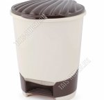 Ведро для мусора с педалью 10л овал (27х26 h34см) белый/коричневый (2) 