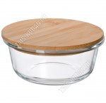 Контейнер с бамбуковой крышкой 0,4л (d13 h6см) 